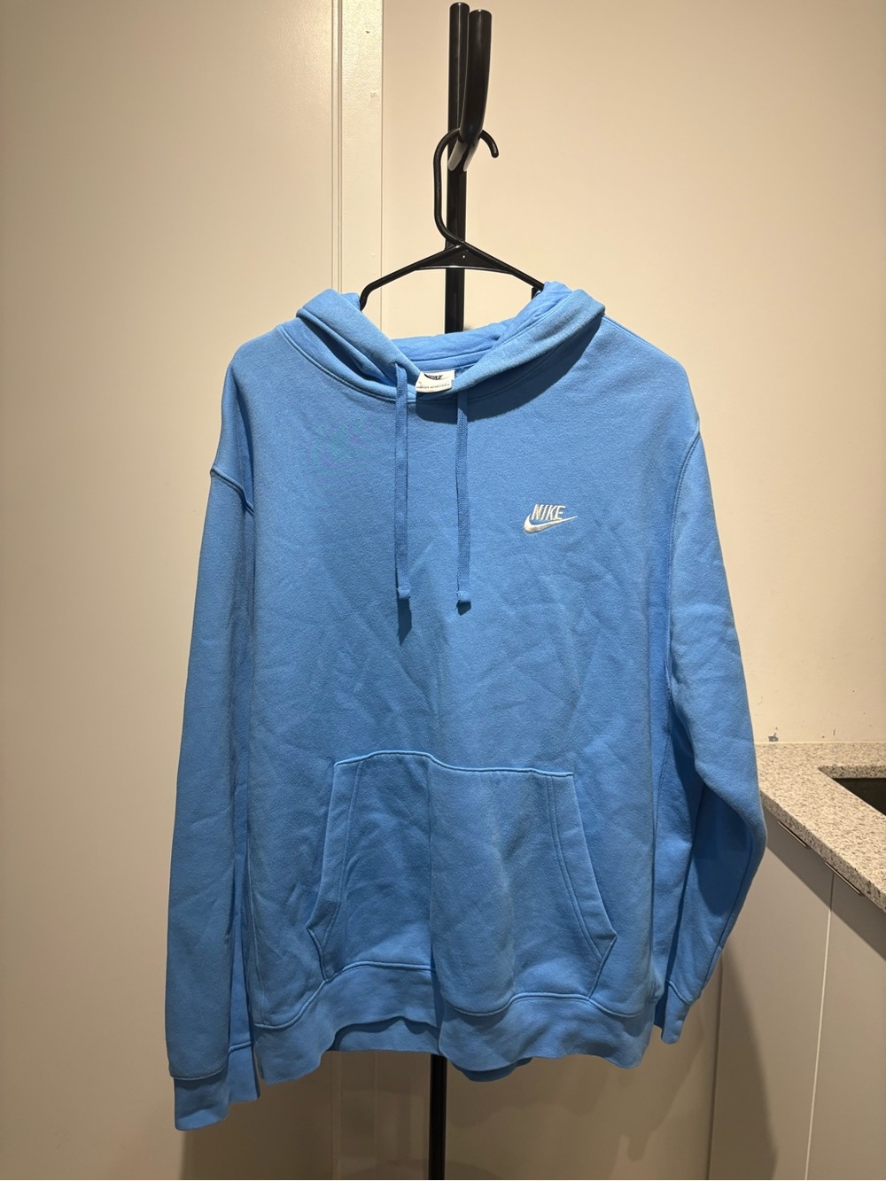 Nike Light Blue Pullover Hoodie with White Swoosh